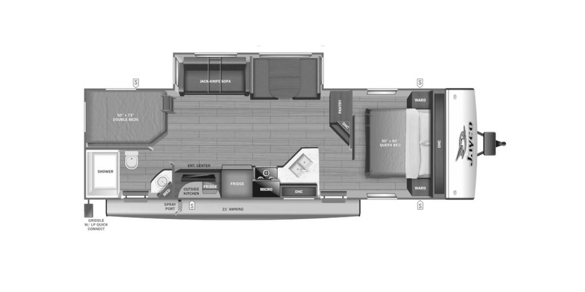2024 Jayco Jay Feather 27BHB Travel Trailer at Link RV Minong, Wisconsin STOCK# 24-40 Floor plan Layout Photo