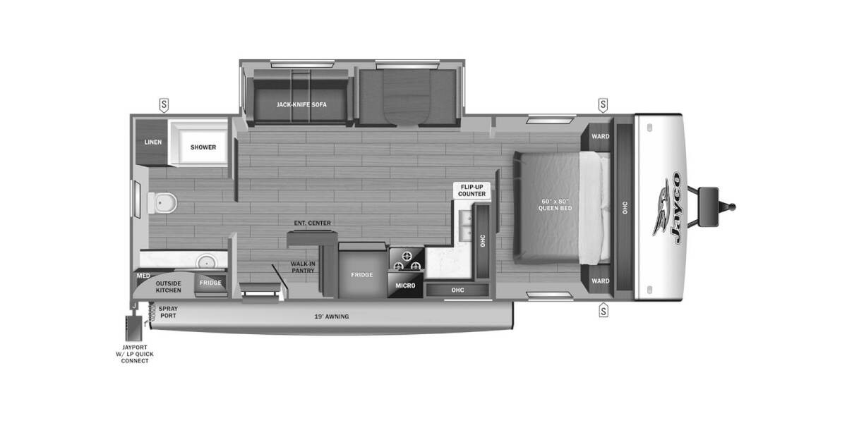 2024 Jayco Jay Feather 25RB Travel Trailer at Link RV Minong, Wisconsin STOCK# 24-43 Floor plan Layout Photo