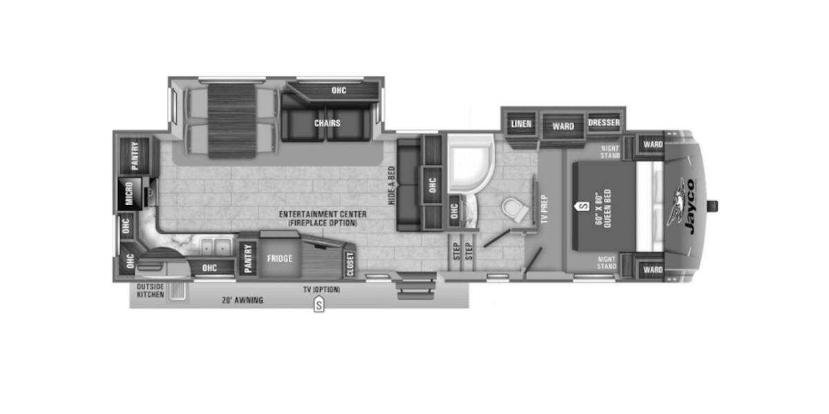 2020 Jayco Eagle HT 30.5MLOK Fifth Wheel at Link RV Minong, Wisconsin STOCK# 20-03 Floor plan Layout Photo