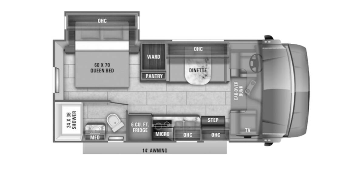 2020 Jayco Redhawk SE Chevrolet 4500 22C Class C at Link RV Minong, Wisconsin STOCK# 20-116 Floor plan Layout Photo
