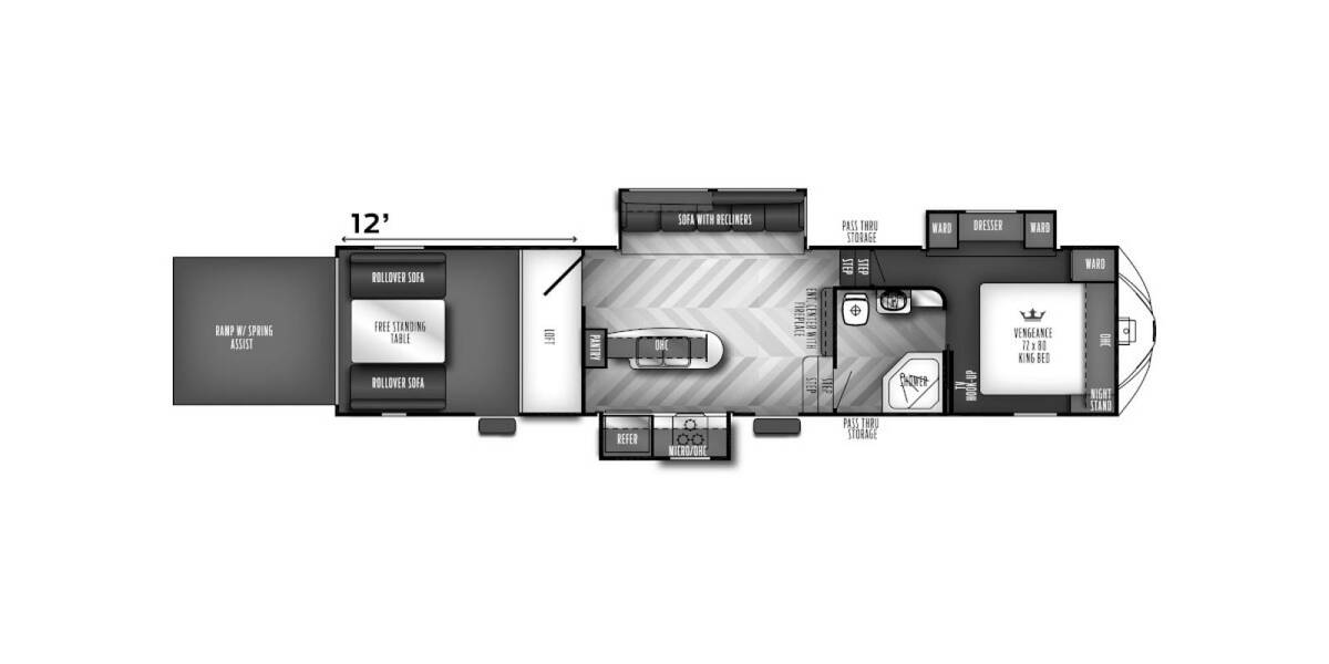 2019 Vengeance Toy Hauler 320A Fifth Wheel at Link RV Minong, Wisconsin STOCK# F19-11 Floor plan Layout Photo