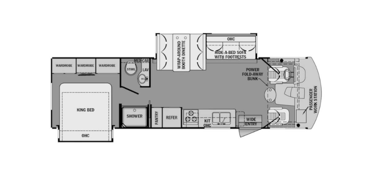 2017 FR3 Ford Crossover 30DS Class A at Link RV Minong, Wisconsin STOCK# RV20-03C Floor plan Layout Photo