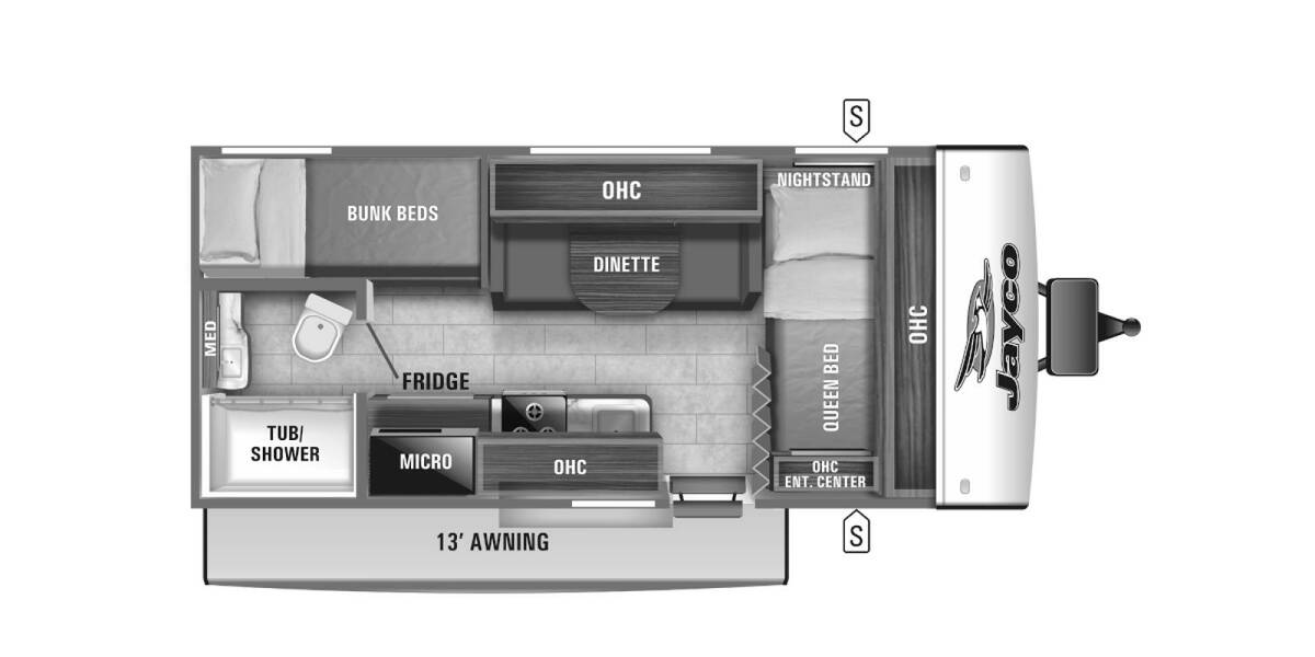 2021 Jayco Jay Feather Micro 171BH Travel Trailer at Link RV Minong, Wisconsin STOCK# 21-90 Floor plan Layout Photo