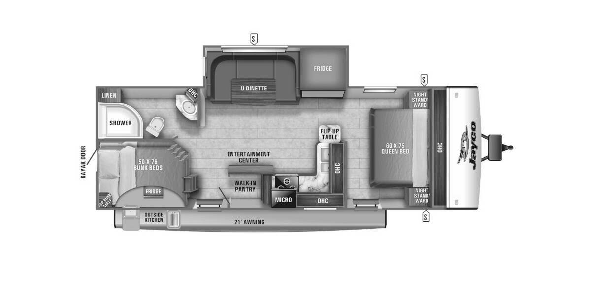 2021 Jayco Jay Feather 24BH Travel Trailer at Link RV Minong, Wisconsin STOCK# 21-47 Floor plan Layout Photo