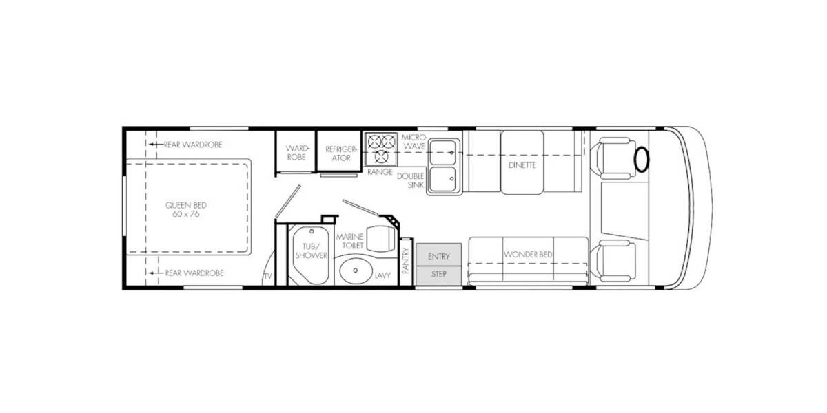 2001 National RV Sea Breeze A Ford 1300 Class A at Link RV Minong, Wisconsin STOCK# 21-113B Floor plan Layout Photo