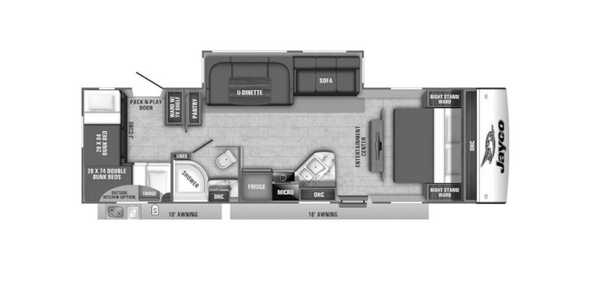 2020 Jayco Jay Feather 29QB Travel Trailer at Link RV Minong, Wisconsin STOCK# 21-139A Floor plan Layout Photo