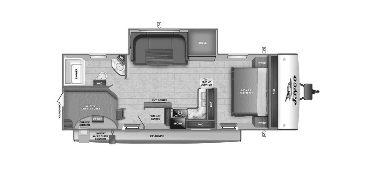 2022 Jayco Jay Feather 24BH Travel Trailer at Link RV Minong, Wisconsin STOCK# 22-17 Floor plan Layout Photo