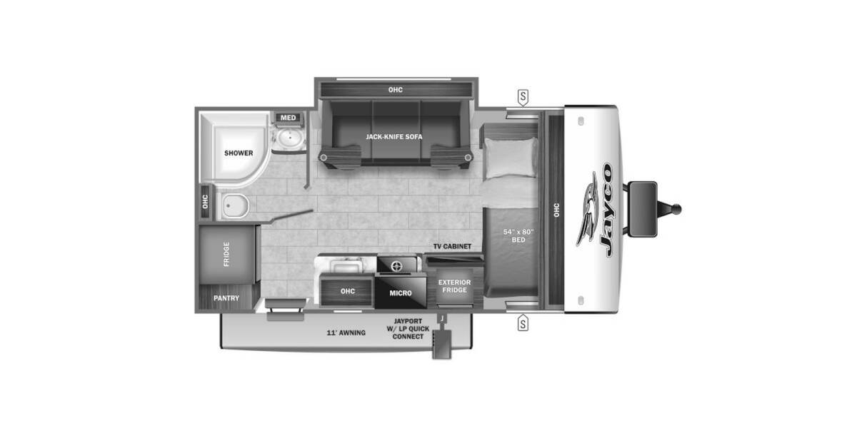 2022 Jayco Jay Feather Micro 166FBS Travel Trailer at Link RV Minong, Wisconsin STOCK# 22-24 Floor plan Layout Photo