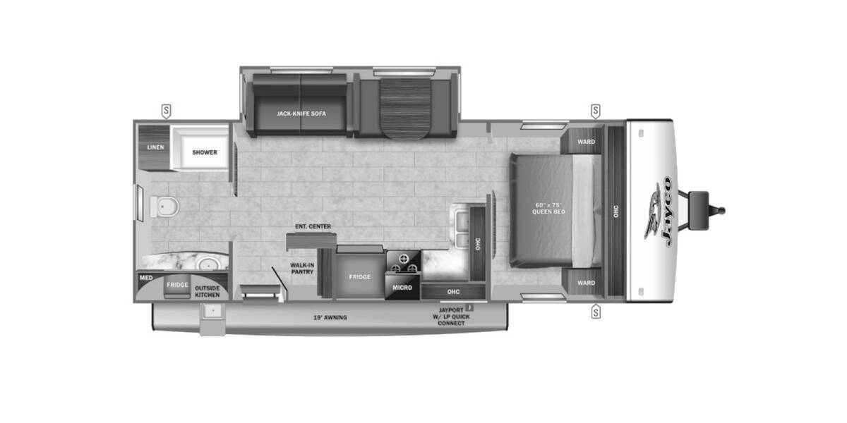 2022 Jayco Jay Feather 25RB Travel Trailer at Link RV Minong, Wisconsin STOCK# 22-35 Floor plan Layout Photo