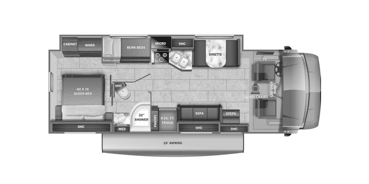 2022 Jayco Redhawk Ford E-450 31F Class C at Link RV Minong, Wisconsin STOCK# 22-36 Floor plan Layout Photo
