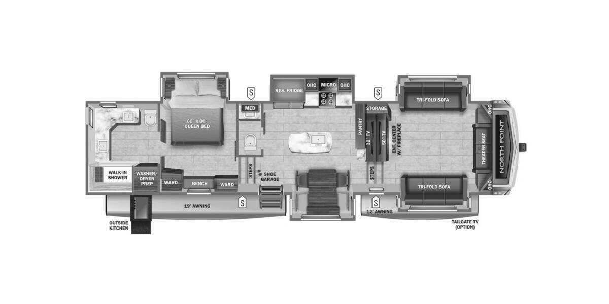 2022 Jayco North Point 382FLRB Fifth Wheel at Link RV Minong, Wisconsin STOCK# 22-41 Floor plan Layout Photo