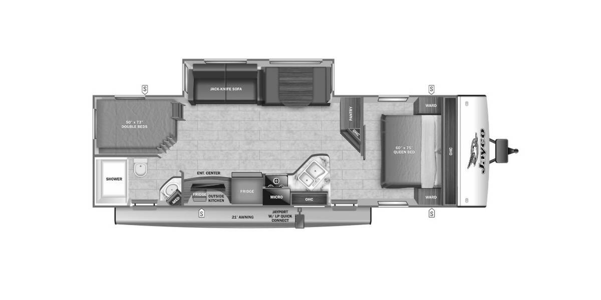 2022 Jayco Jay Feather 27BHB Travel Trailer at Link RV Minong, Wisconsin STOCK# 22-44 Floor plan Layout Photo