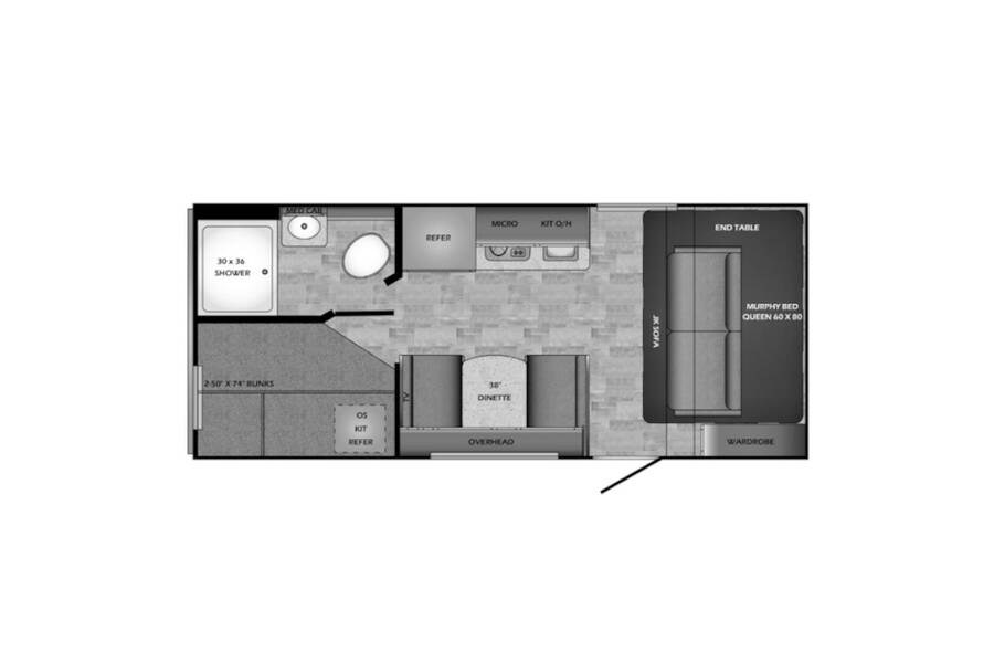 2020 CrossRoads Sunset Trail Super Lite 186BH  at Link RV Minong, Wisconsin STOCK# RV21-41A Floor plan Layout Photo
