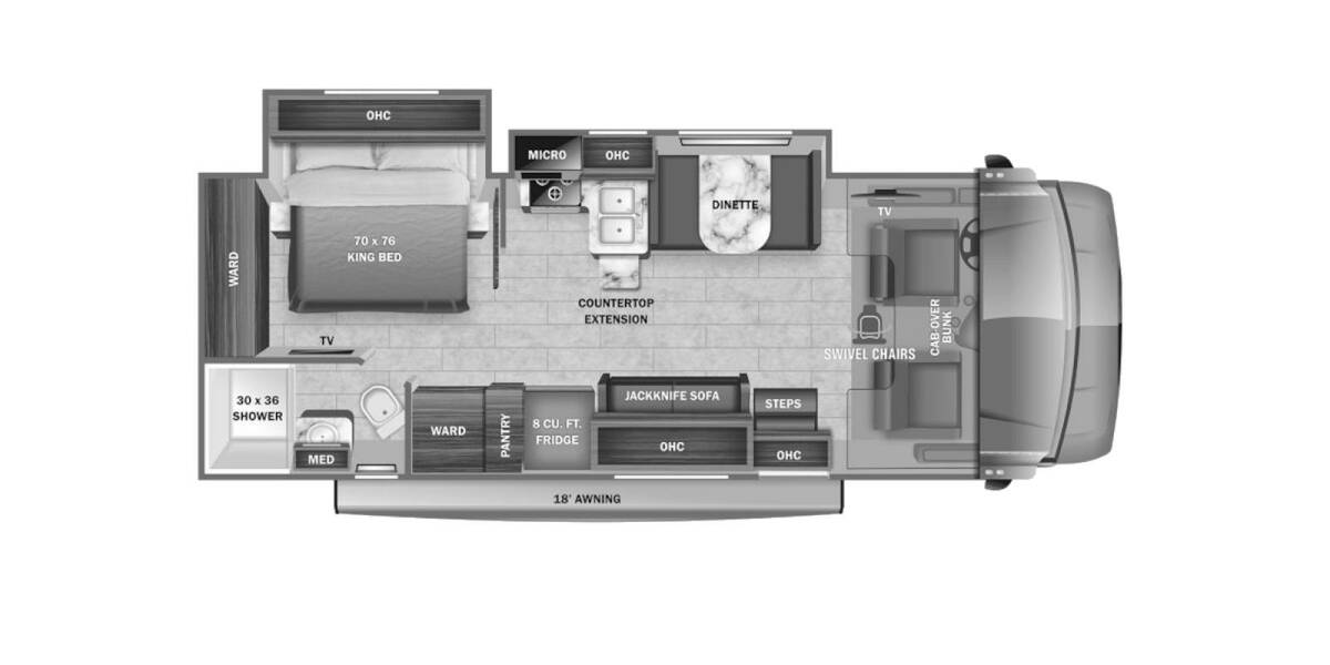 2022 Jayco Greyhawk Ford E-450 27U Class C at Link RV Minong, Wisconsin STOCK# 22-62 Floor plan Layout Photo