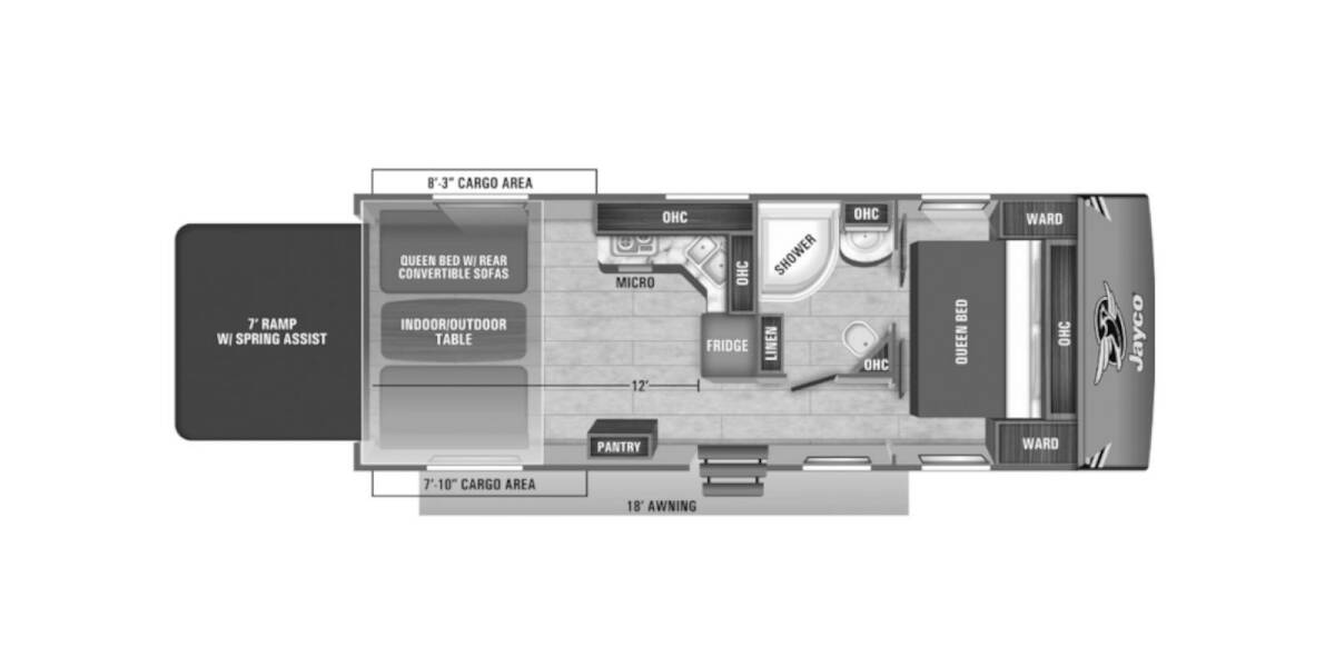 2020 Jayco Octane Super Lite Toy Hauler 273 Travel Trailer at Link RV Minong, Wisconsin STOCK# 22-60A Floor plan Layout Photo