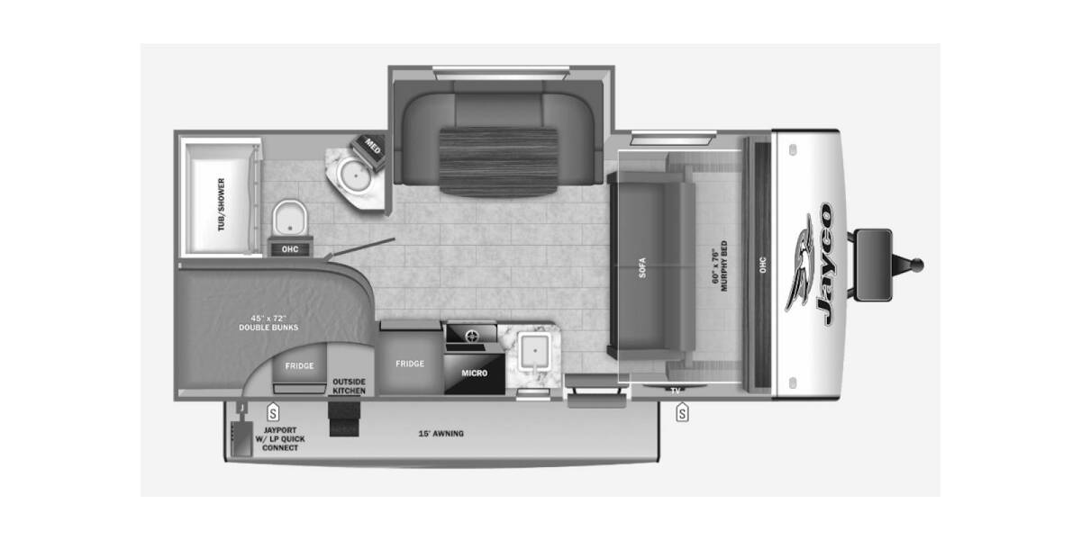 2022 Jayco Jay Feather Micro 199MBS Travel Trailer at Link RV Minong, Wisconsin STOCK# 22-85 Floor plan Layout Photo