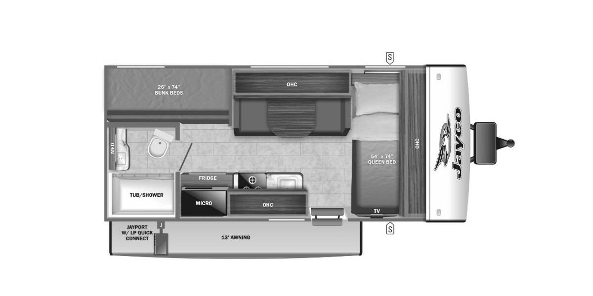 2022 Jayco Jay Feather Micro 171BH Travel Trailer at Link RV Minong, Wisconsin STOCK# 22-90 Floor plan Layout Photo