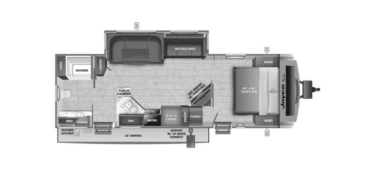 2022 Jayco White Hawk 27RB Travel Trailer at Link RV Minong, Wisconsin STOCK# 22-96 Floor plan Layout Photo