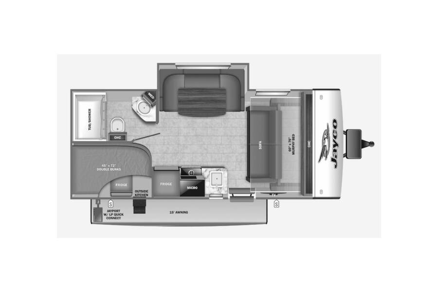 2022 Jayco Jay Feather Micro 199MBS Travel Trailer at Link RV Minong, Wisconsin STOCK# 22-144 Floor plan Layout Photo