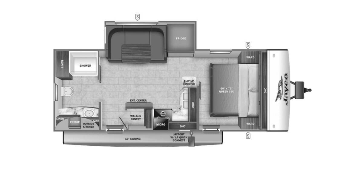2022 Jayco Jay Feather 22RB Travel Trailer at Link RV Minong, Wisconsin STOCK# 22-159 Floor plan Layout Photo