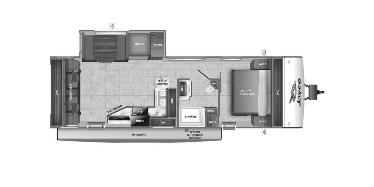 2022 Jayco Jay Feather 26RL Travel Trailer at Link RV Minong, Wisconsin STOCK# 22-164 Floor plan Layout Photo