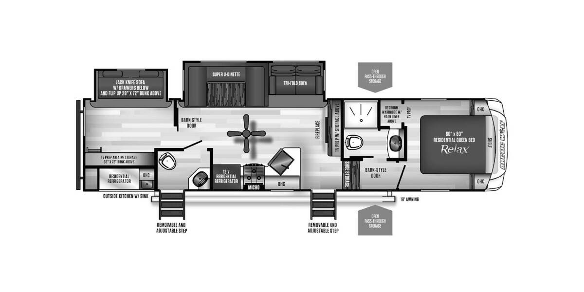 2021 Cherokee Arctic Wolf 321BH Fifth Wheel at Link RV Minong, Wisconsin STOCK# 22-38A Floor plan Layout Photo