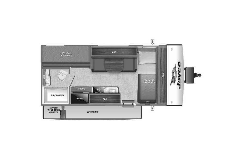 2022 Jayco Jay Feather Micro 171BH Travel Trailer at Link RV Minong, Wisconsin STOCK# 22-189 Floor plan Layout Photo
