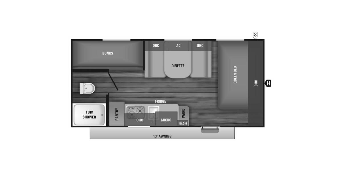 2018 Starcraft Autumn Ridge Outfitter 19BH Travel Trailer at Link RV Minong, Wisconsin STOCK# 22-69A Floor plan Layout Photo