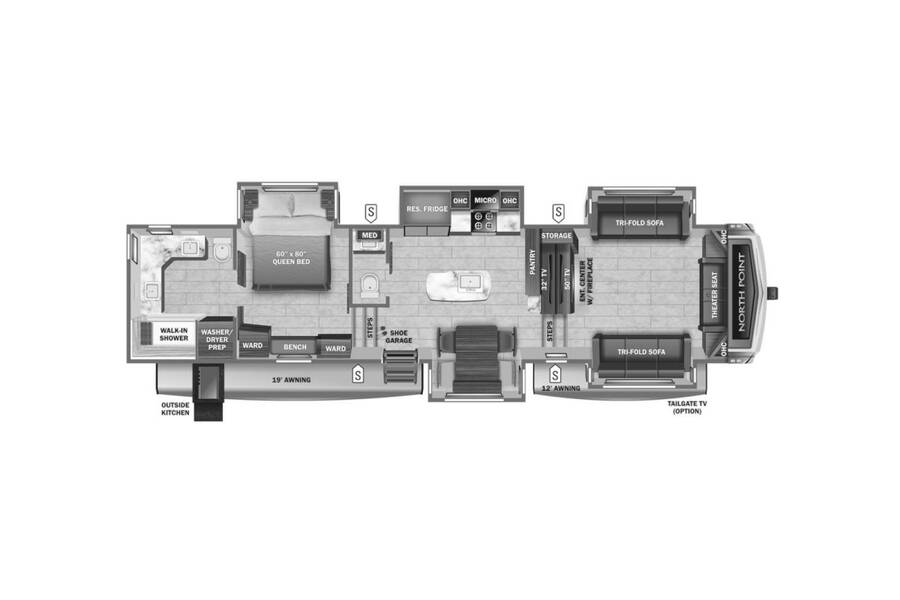 2022 Jayco North Point 382FLRB Fifth Wheel at Link RV Minong, Wisconsin STOCK# 23-05 Floor plan Layout Photo
