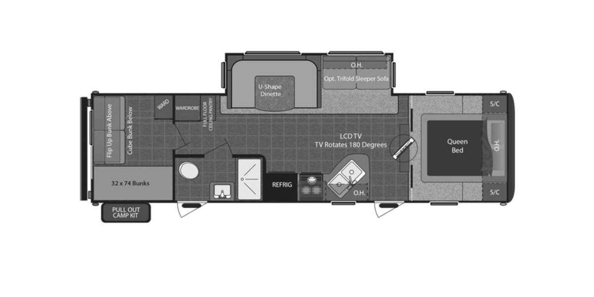 2013 Keystone Hideout 29BHS Travel Trailer at Link RV Minong, Wisconsin STOCK# 22-182A Floor plan Layout Photo