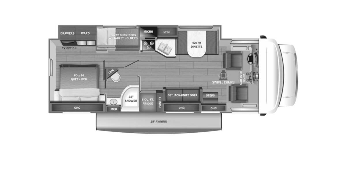 2023 Jayco Redhawk Ford E-450 31F Class C at Link RV Minong, Wisconsin STOCK# 23-17 Floor plan Layout Photo