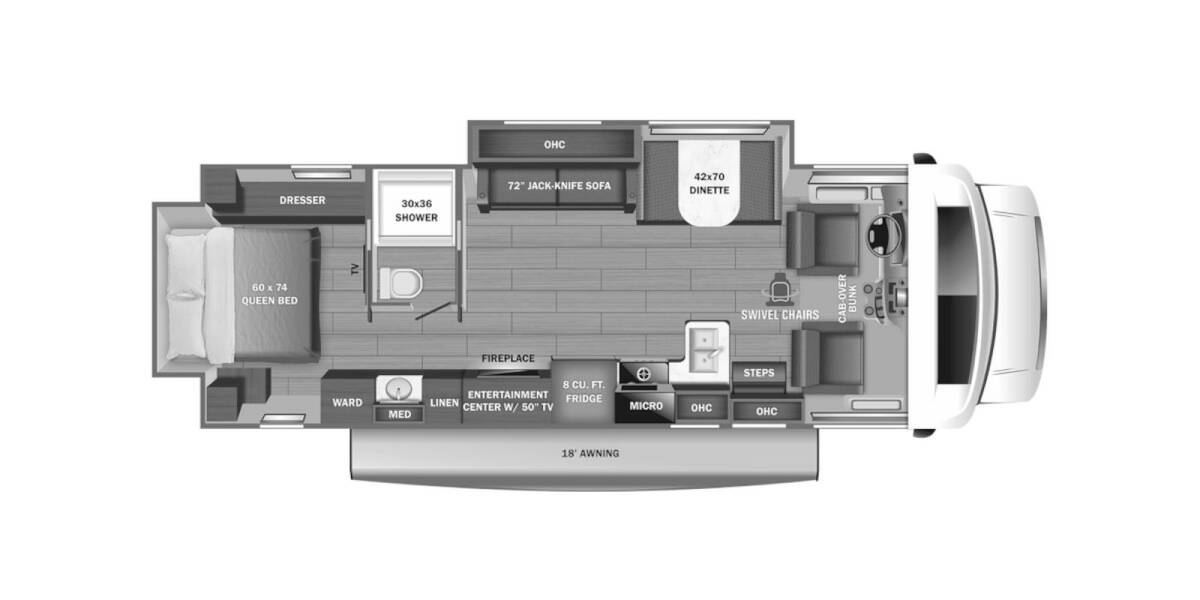 2023 Jayco Greyhawk Ford 30Z Class C at Link RV Minong, Wisconsin STOCK# 23-20 Floor plan Layout Photo
