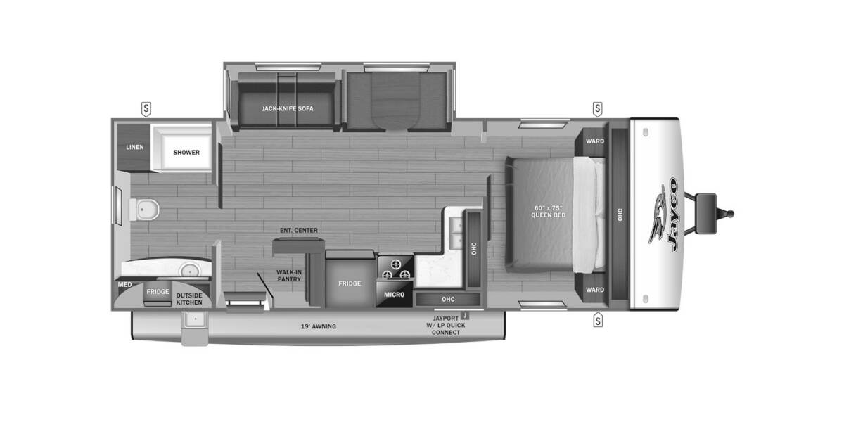 2023 Jayco Jay Feather 25RB Travel Trailer at Link RV Minong, Wisconsin STOCK# 23-41 Floor plan Layout Photo