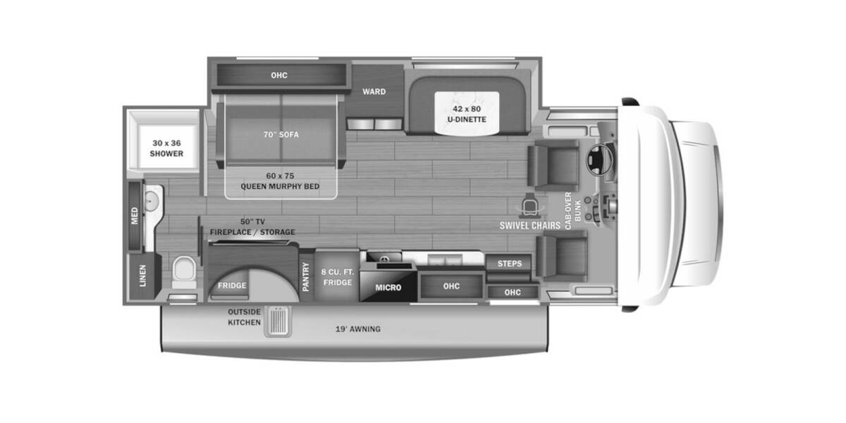 2023 Jayco Redhawk 26M Class C at Link RV Minong, Wisconsin STOCK# 23-42 Floor plan Layout Photo