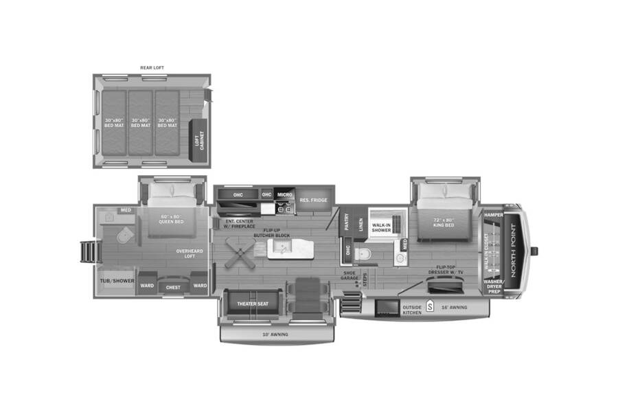 2023 Jayco North Point 390CKDS Fifth Wheel at Link RV Minong, Wisconsin STOCK# 23-44 Floor plan Layout Photo