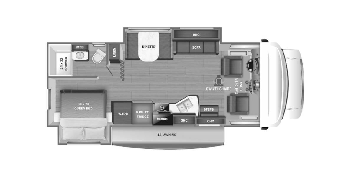 2023 Jayco Redhawk Ford 26XD Class C at Link RV Minong, Wisconsin STOCK# 23-45 Floor plan Layout Photo