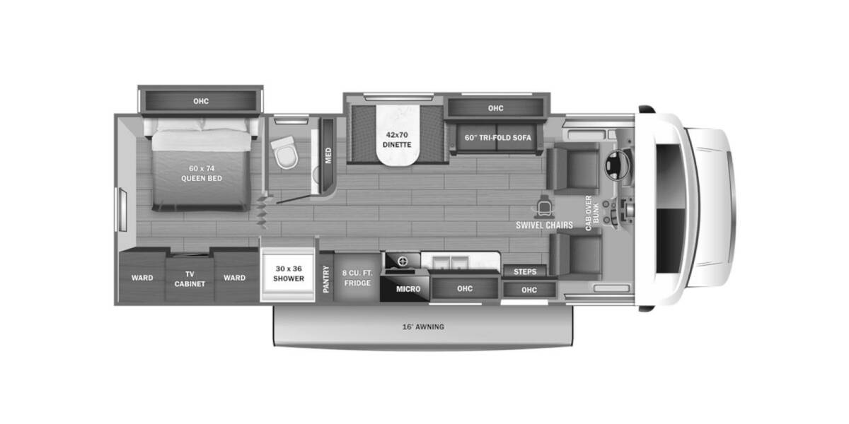 2023 Jayco Greyhawk Ford 29MV Class C at Link RV Minong, Wisconsin STOCK# 23-52 Floor plan Layout Photo