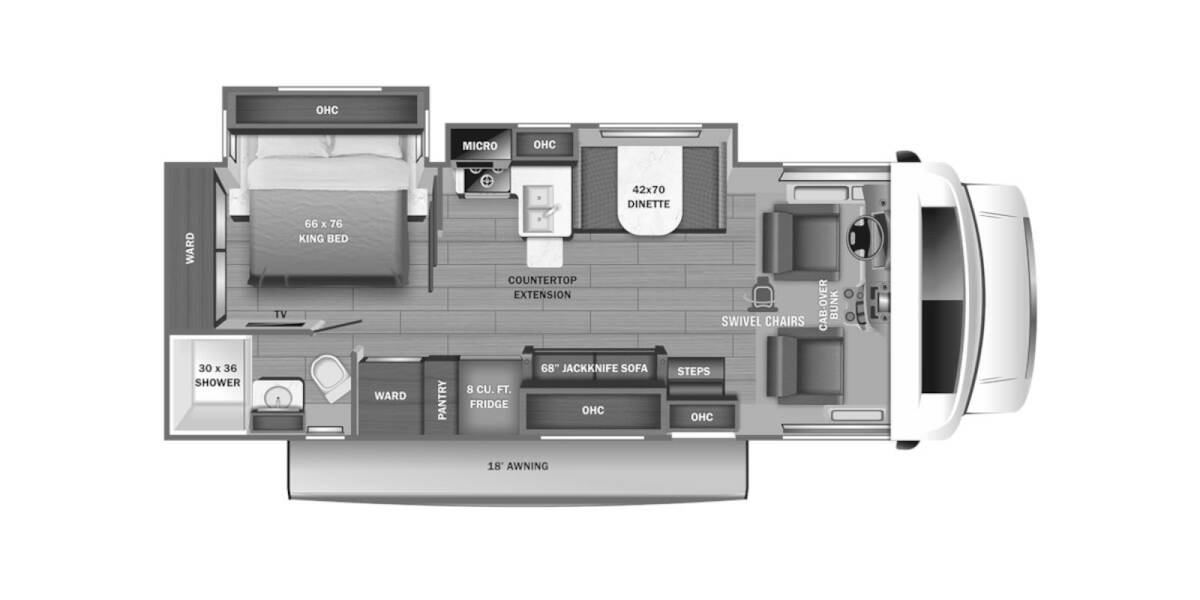 2023 Jayco Greyhawk Ford E-450 27U Class C at Link RV Minong, Wisconsin STOCK# 23-54 Floor plan Layout Photo