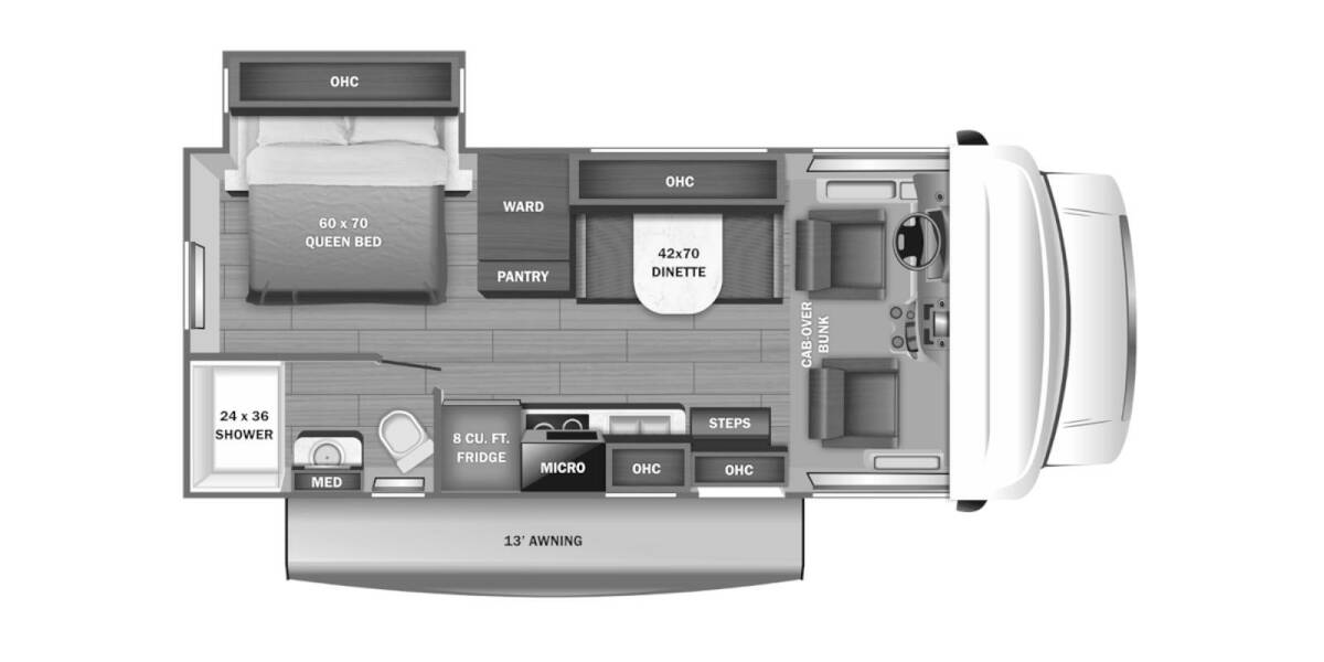 2023 Jayco Redhawk SE Chevrolet 4500 22C Class C at Link RV Minong, Wisconsin STOCK# 23-58 Floor plan Layout Photo