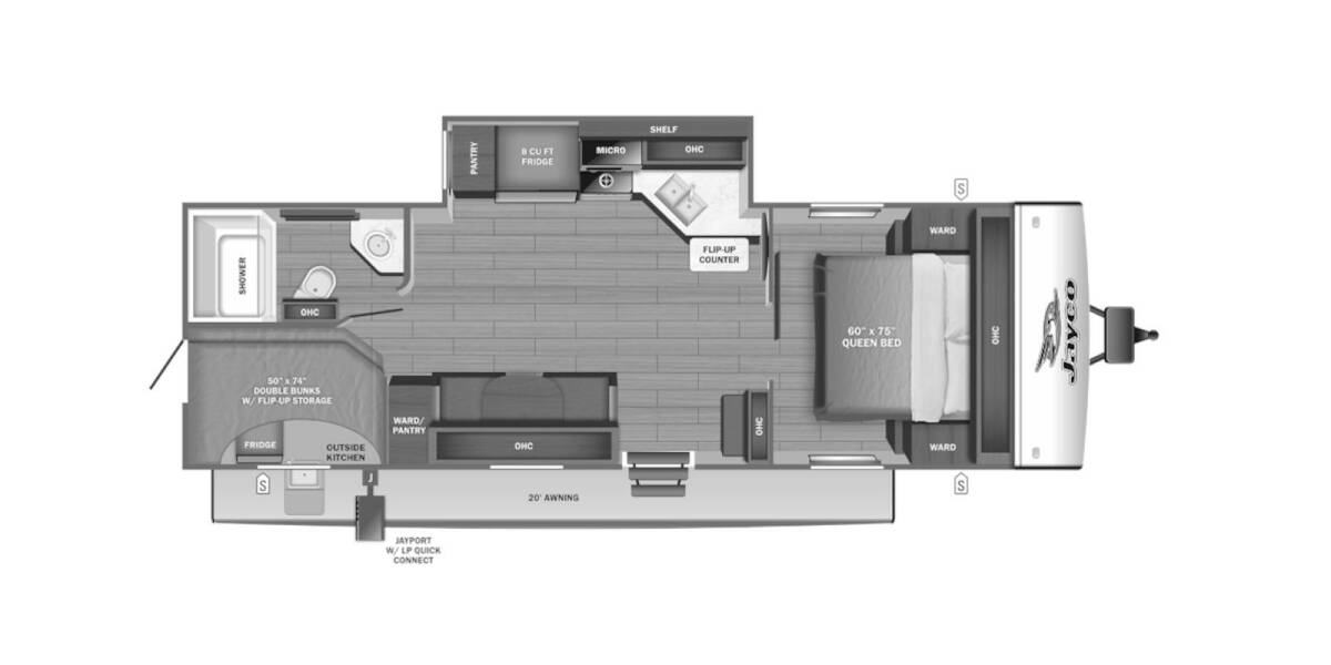 2023 Jayco Jay Feather 22BH Travel Trailer at Link RV Minong, Wisconsin STOCK# 23-69 Floor plan Layout Photo