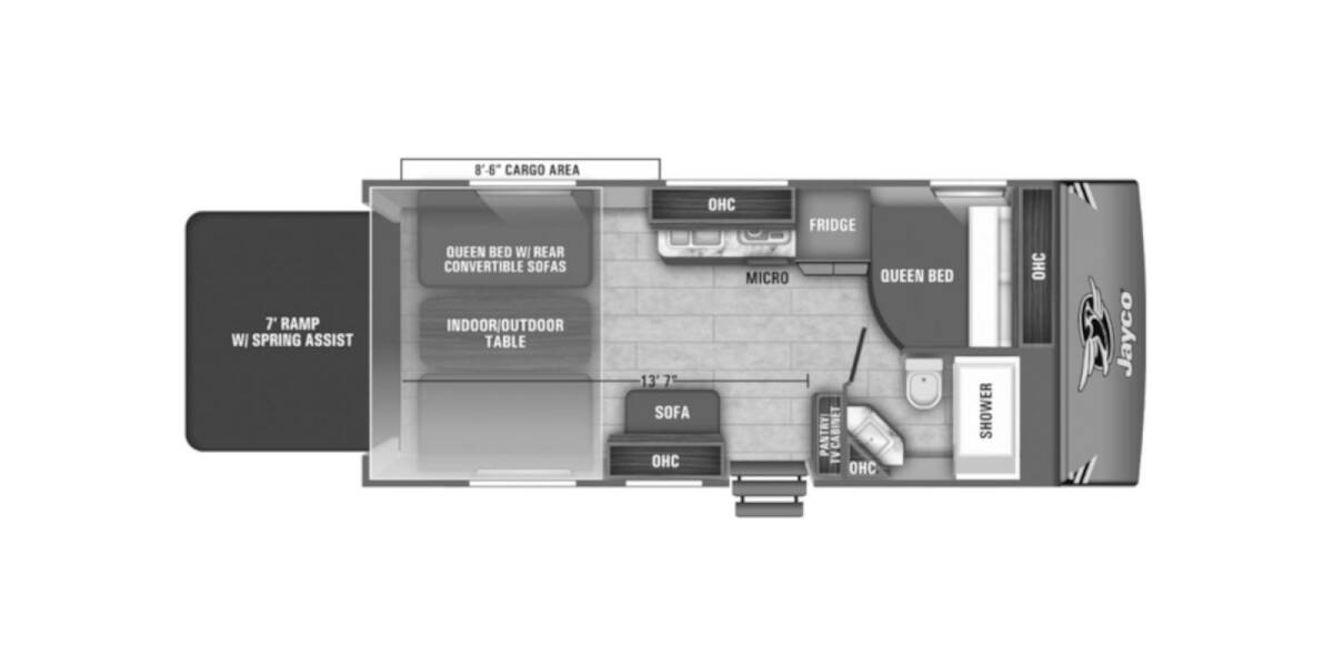 2019 Jayco Octane Super Lite Toy Hauler 222 Travel Trailer at Link RV Minong, Wisconsin STOCK# 24-02A Floor plan Layout Photo