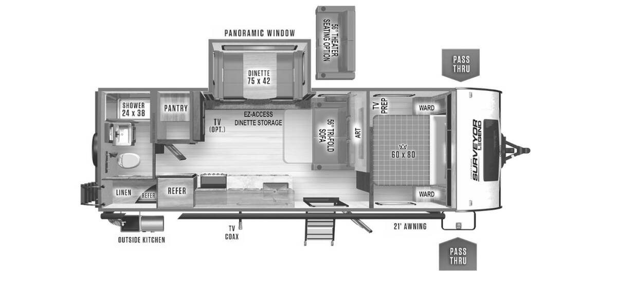 2022 Surveyor Legend 252RBLE Travel Trailer at Link RV Minong, Wisconsin STOCK# 23-62A Floor plan Layout Photo