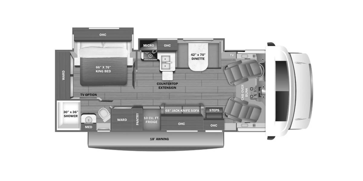 2024 Jayco Greyhawk Ford 27U Class C at Link RV Minong, Wisconsin STOCK# 24-17 Floor plan Layout Photo