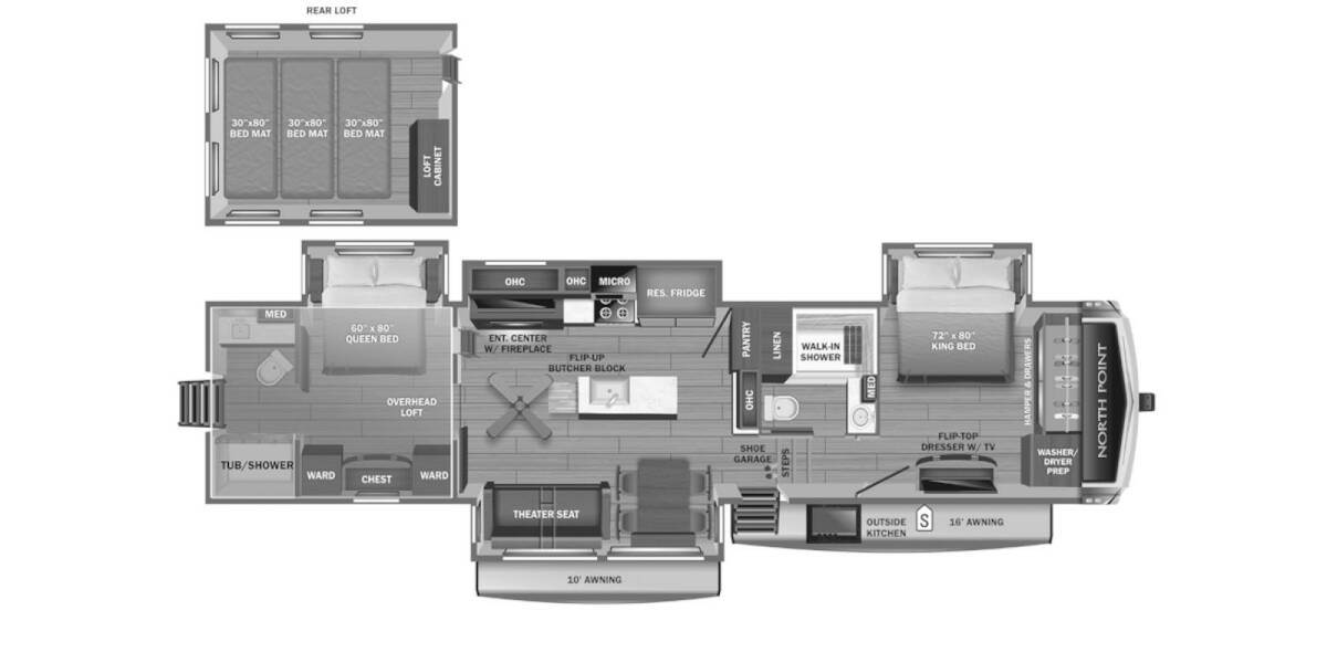2024 Jayco North Point 390CKDS Fifth Wheel at Link RV Minong, Wisconsin STOCK# 24-15 Floor plan Layout Photo