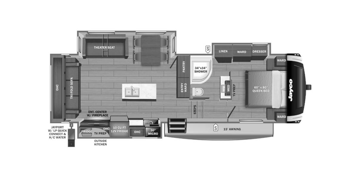 2024 Jayco Eagle 28.5RSTS Fifth Wheel at Link RV Minong, Wisconsin STOCK# 24-27 Floor plan Layout Photo
