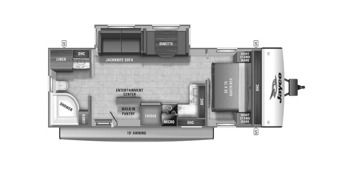 2021 Jayco Jay Feather 25RB Travel Trailer at Link RV Minong, Wisconsin STOCK# 21-74 Floor plan Layout Photo