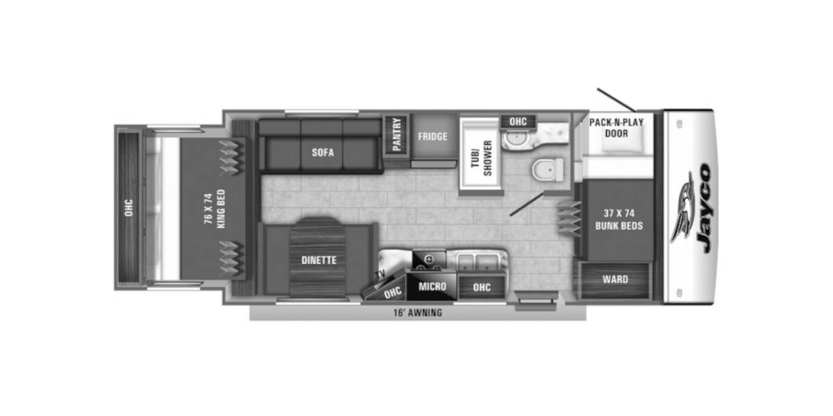 2019 Jayco Jay Feather X213 Travel Trailer at Link RV Minong, Wisconsin STOCK# 21-47A Floor plan Layout Photo